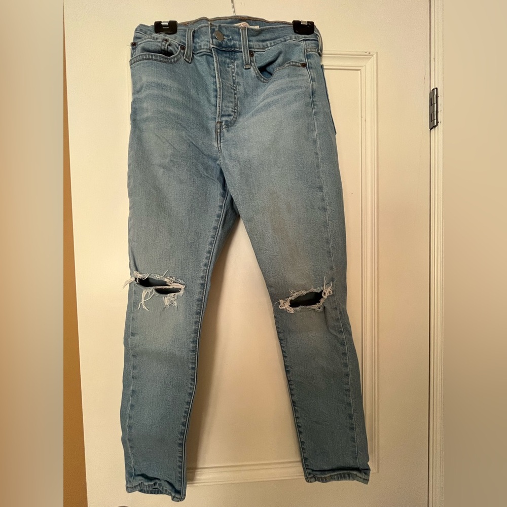 Distressed Light Blue Jeans